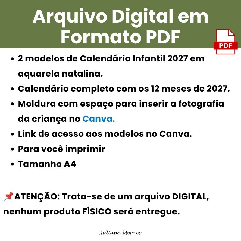 Arquivo Moldura Calendário Infantil de Natal 2027 com Foto - Canva - Imagem 6