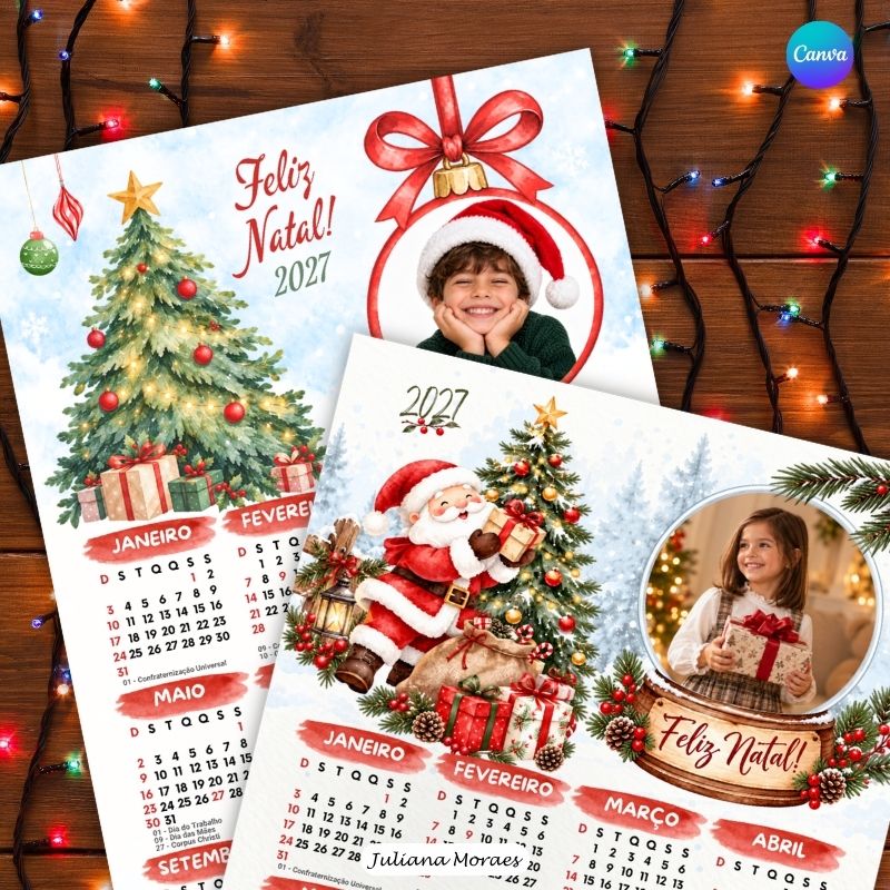 Arquivo Moldura Calendário Infantil de Natal 2027 com Foto - Canva - Imagem 4