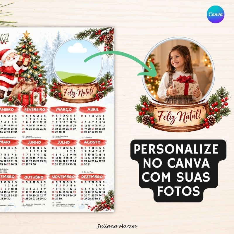Arquivo Moldura Calendário Infantil de Natal 2027 com Foto - Canva - Imagem 2