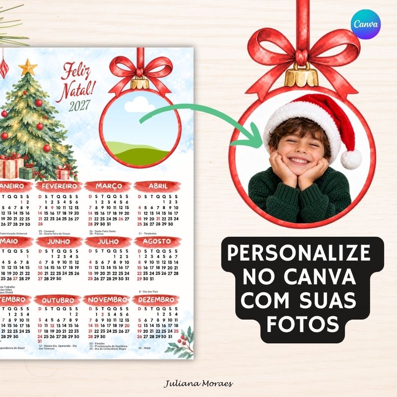 Arquivo Moldura Calendário Infantil de Natal 2027 com Foto - Canva - Imagem 3